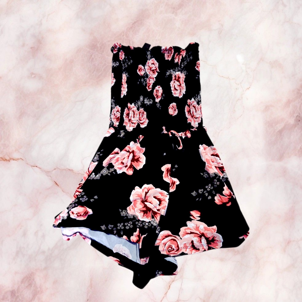 Black and Pink Floral Romper